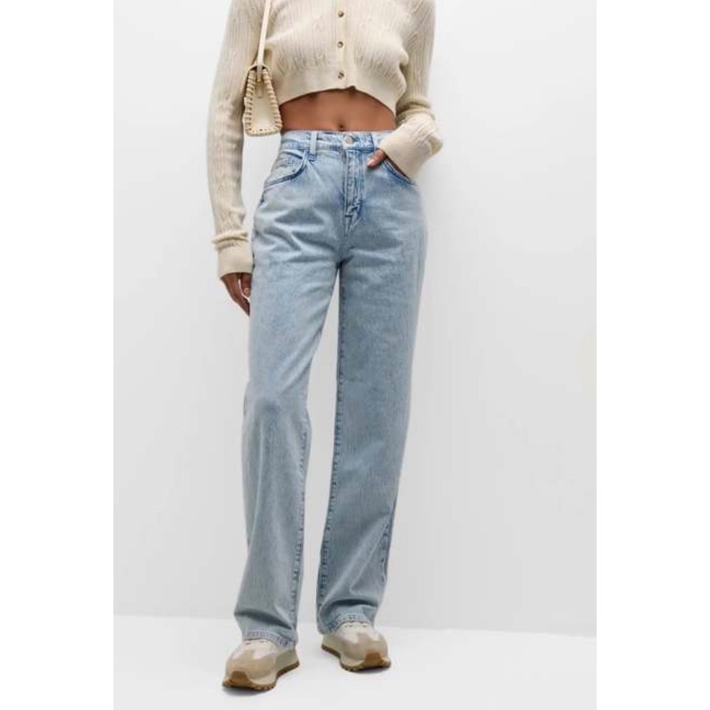 Triarchy High Rise Straight Leg Jeans Light Wash Blue Organic Cotton Sz 25 $320